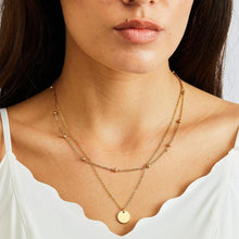 Damen Layered Kette Silber Gold Halskette Coin Anhänger
