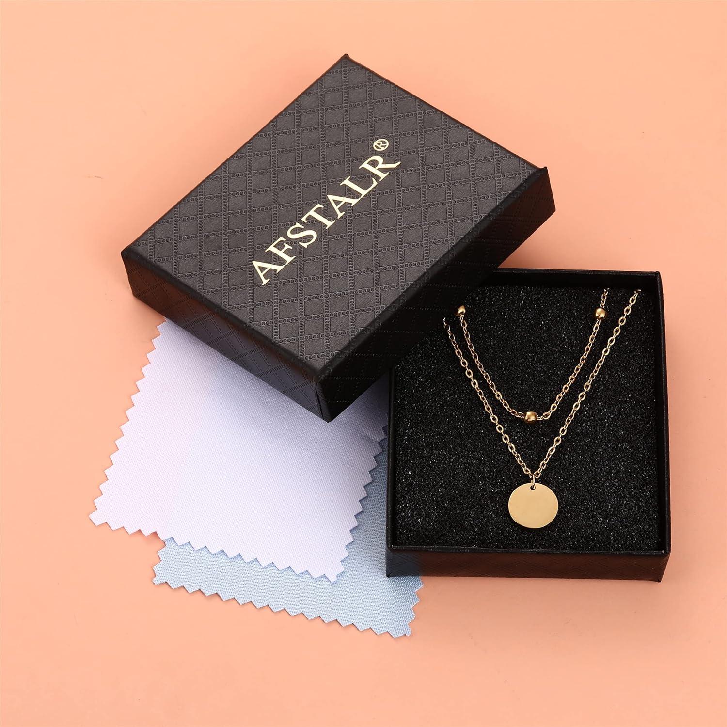 AFSTALR Damen Multilayer Halskette Silber Gold Rosegold Layered Kette