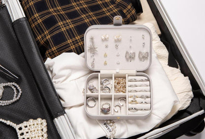 Schmuckkästchen Mini Organizer Leder Frauen Geschenk Urlaub Grau