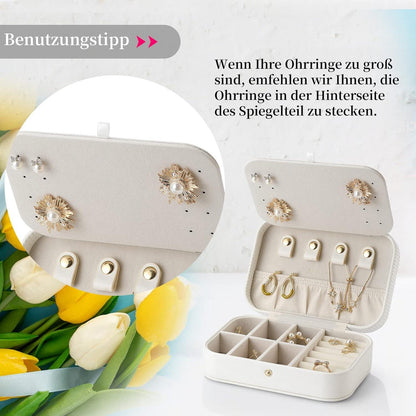 Vlando Mädchen Schmuckkasten Reise Spiegel Ohrringe Ketten Organizer