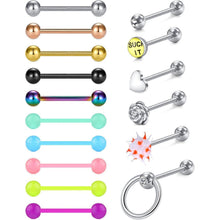 Zungenpiercing Set 16 Stück 14G Chirurgenstahl 16mm Multicolor-Silber