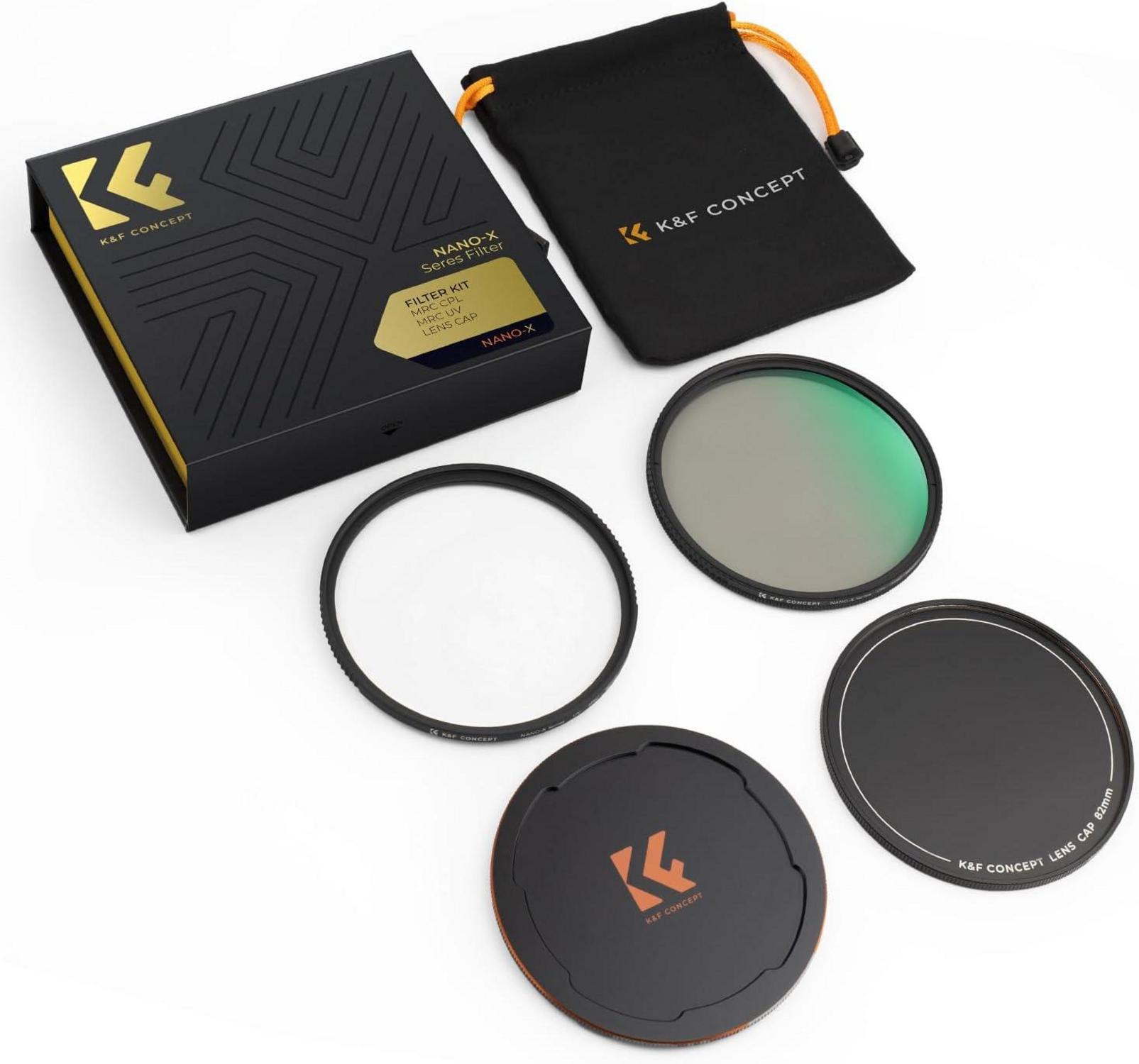 82mm Filter Set Polfilter UV Filter Objektivdeckel Aufbewahrungstasche