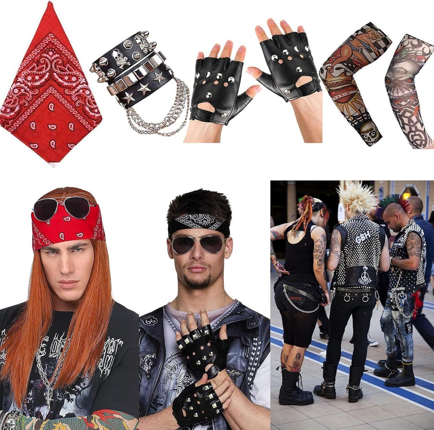 Punk Gothic Rocker Kit 70er 80er 90er Jahre Schwermetall Disco Tattoo Armreif