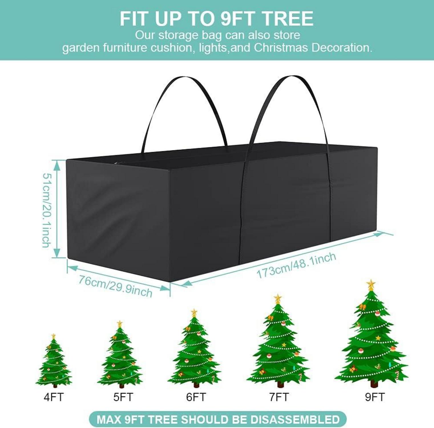 Auflagentasche Schutzhülle 173x76x51cm Schwarz Oxford Weihnachtsbaume