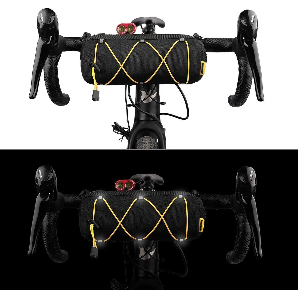 Fahrrad Lenkertasche mit Schultergurt, 2.4L, Schwarz-Gelb