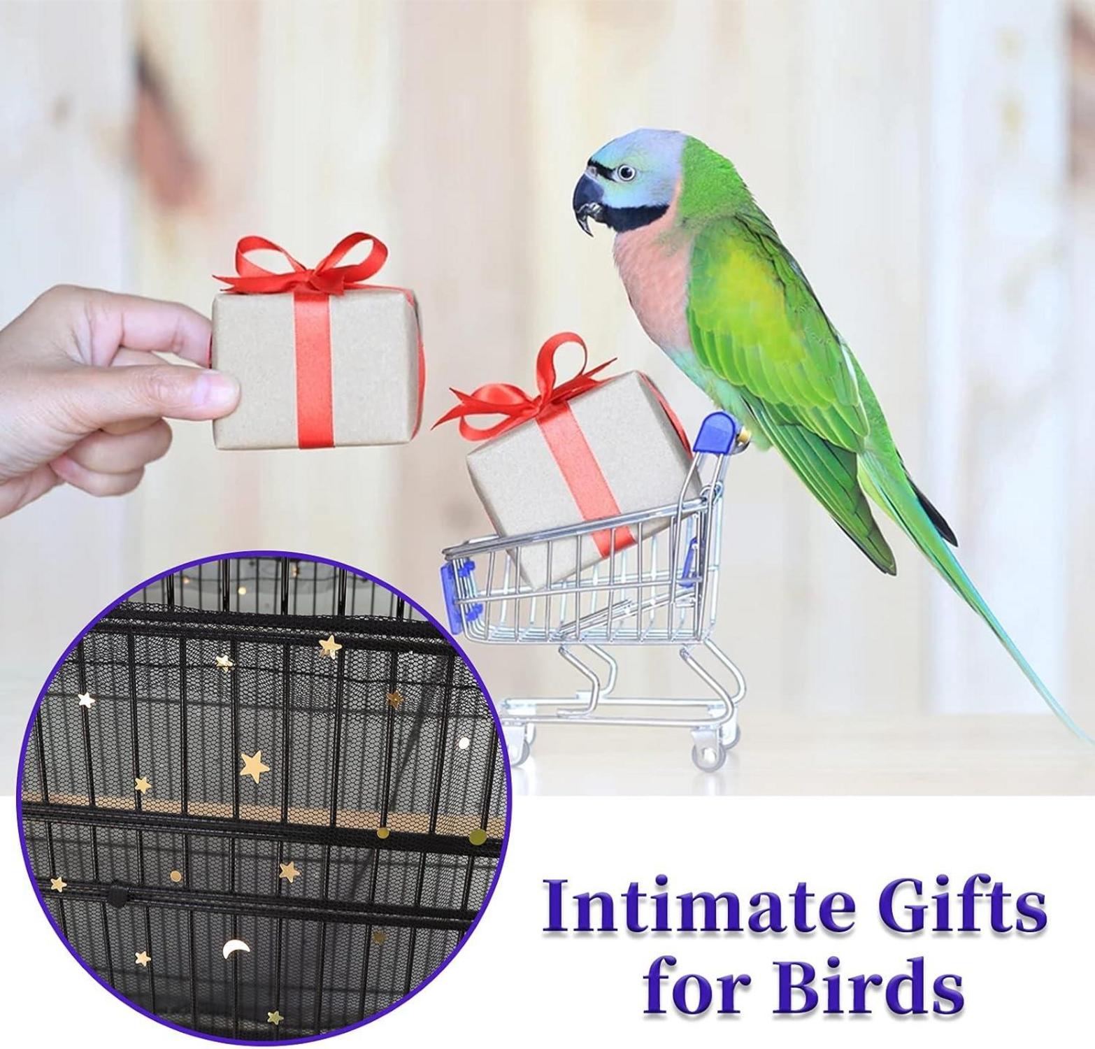 Vogelkäfig Abdeckung Schwarz Paillettenstern Extra Groß Einstellbar