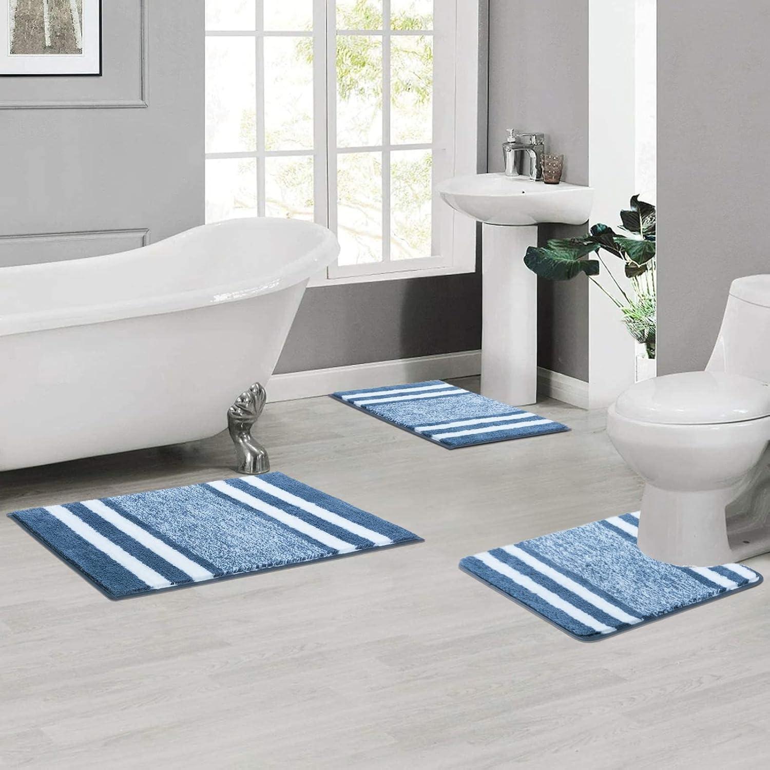 Weiche Mikrofaser Badematten-Set 3-teilig Blau 45x65cm 50x80cm 50x60cm
