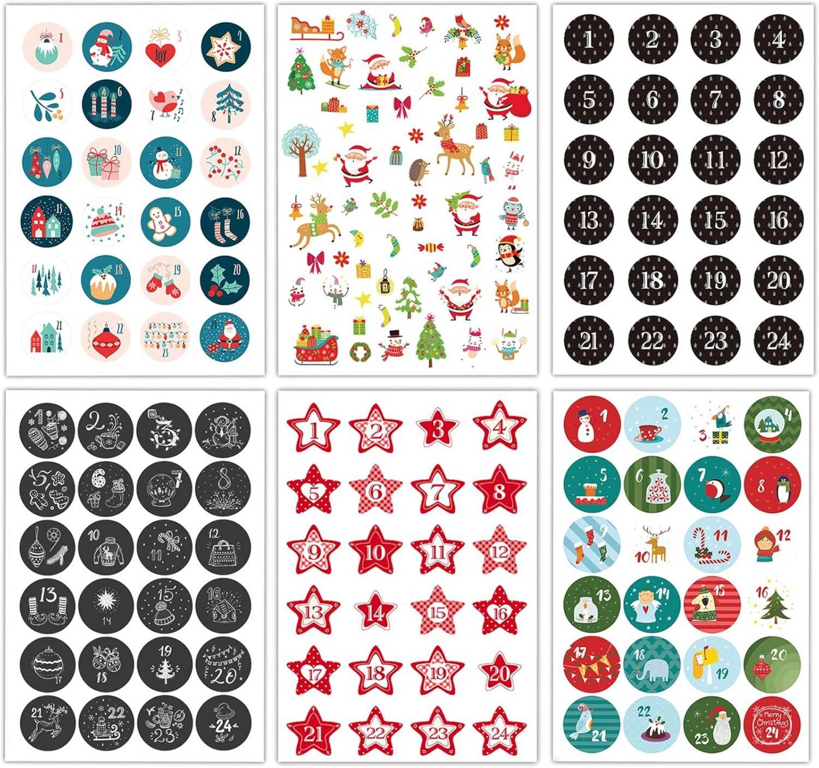 Selbstklebende Adventskalender Zahlen Aufkleber 4 cm 24