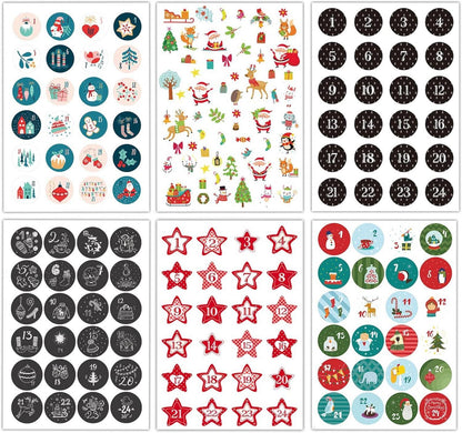 Selbstklebende Adventskalender Zahlen Aufkleber 4 cm 24