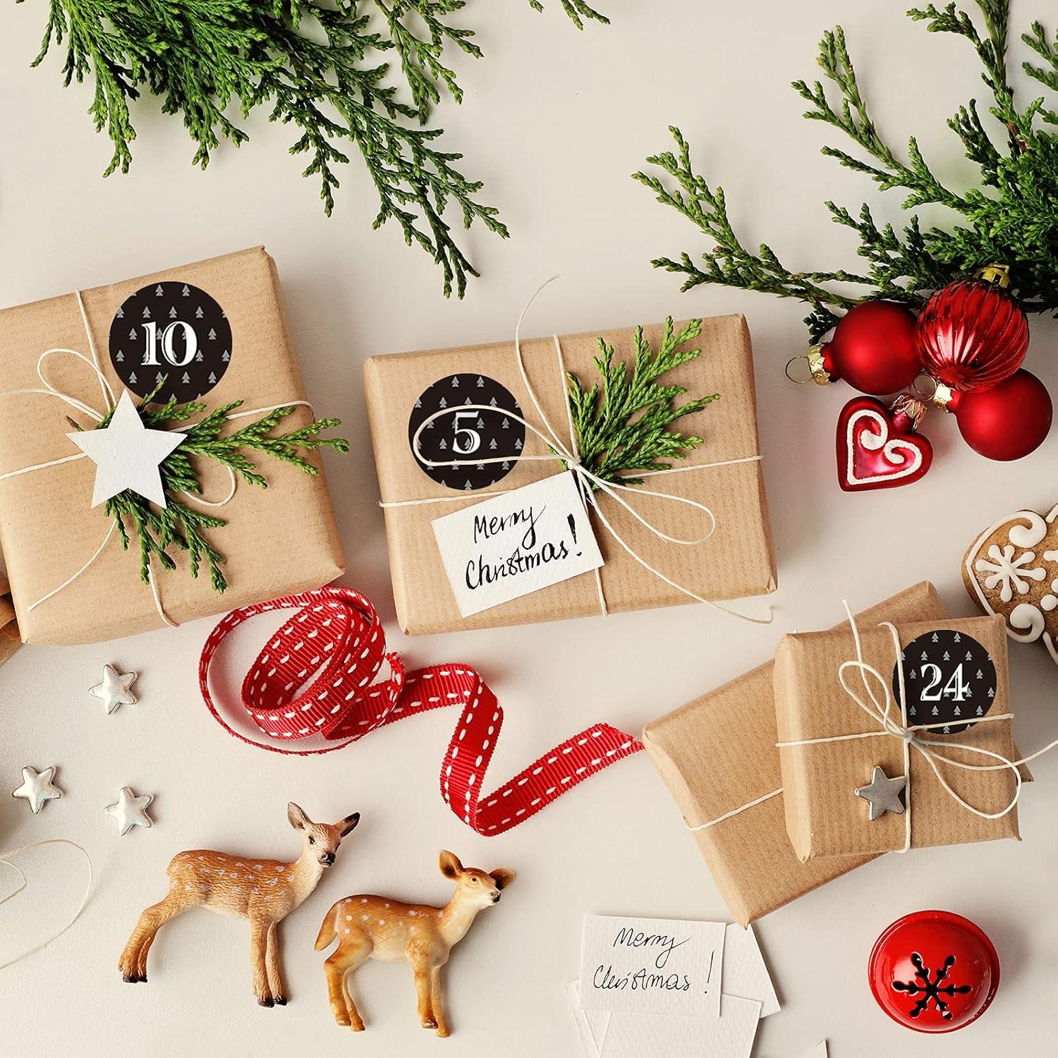 Adventskalender Aufkleber Zahlen 1-24, selbstklebend, 4 cm, Basteln Gestalten Dekorieren