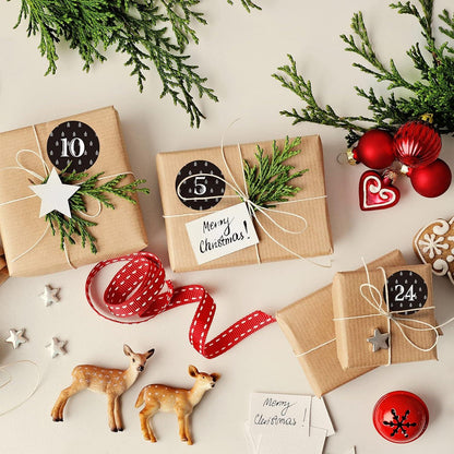 Adventskalender Aufkleber Zahlen 1-24, selbstklebend, 4 cm, Basteln Gestalten Dekorieren
