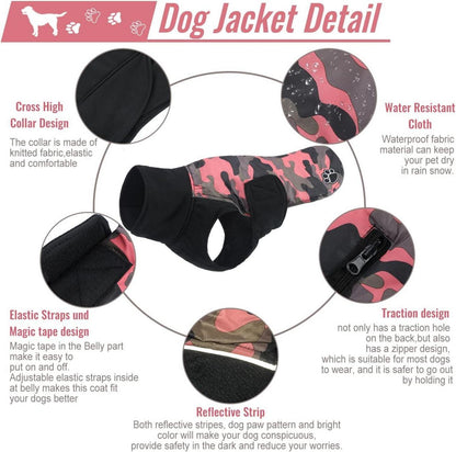 Reflektierender Hundemantel Wasserdicht Winterjacke PinkCamo M