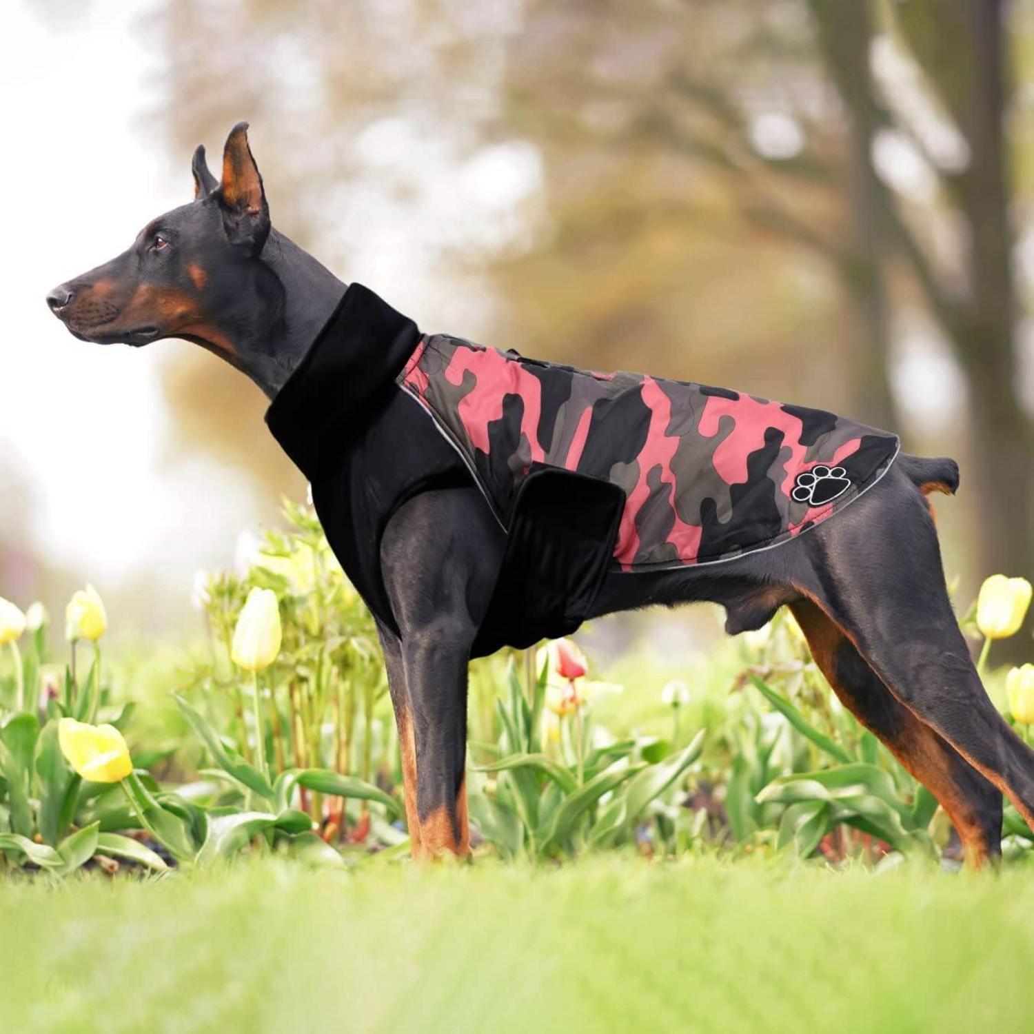 Reflektierender Hundemantel wasserdicht Winterjacke PinkCamo M