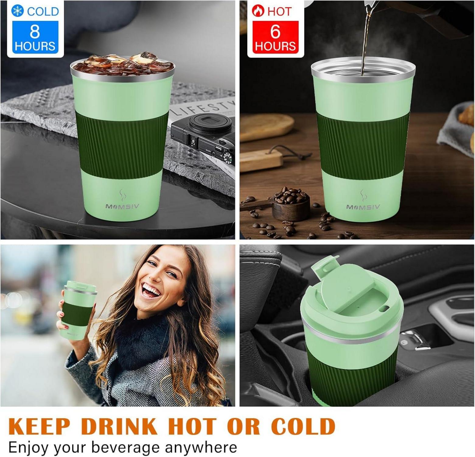 Isolierbecher Thermobecher 380ml auslaufsicher Edelstahl Vakuum Becher