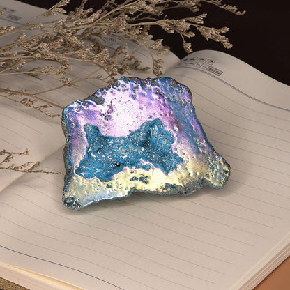 Natürlicher Titanium Coated Kristall Geode, Quarz Cluster 100-200g