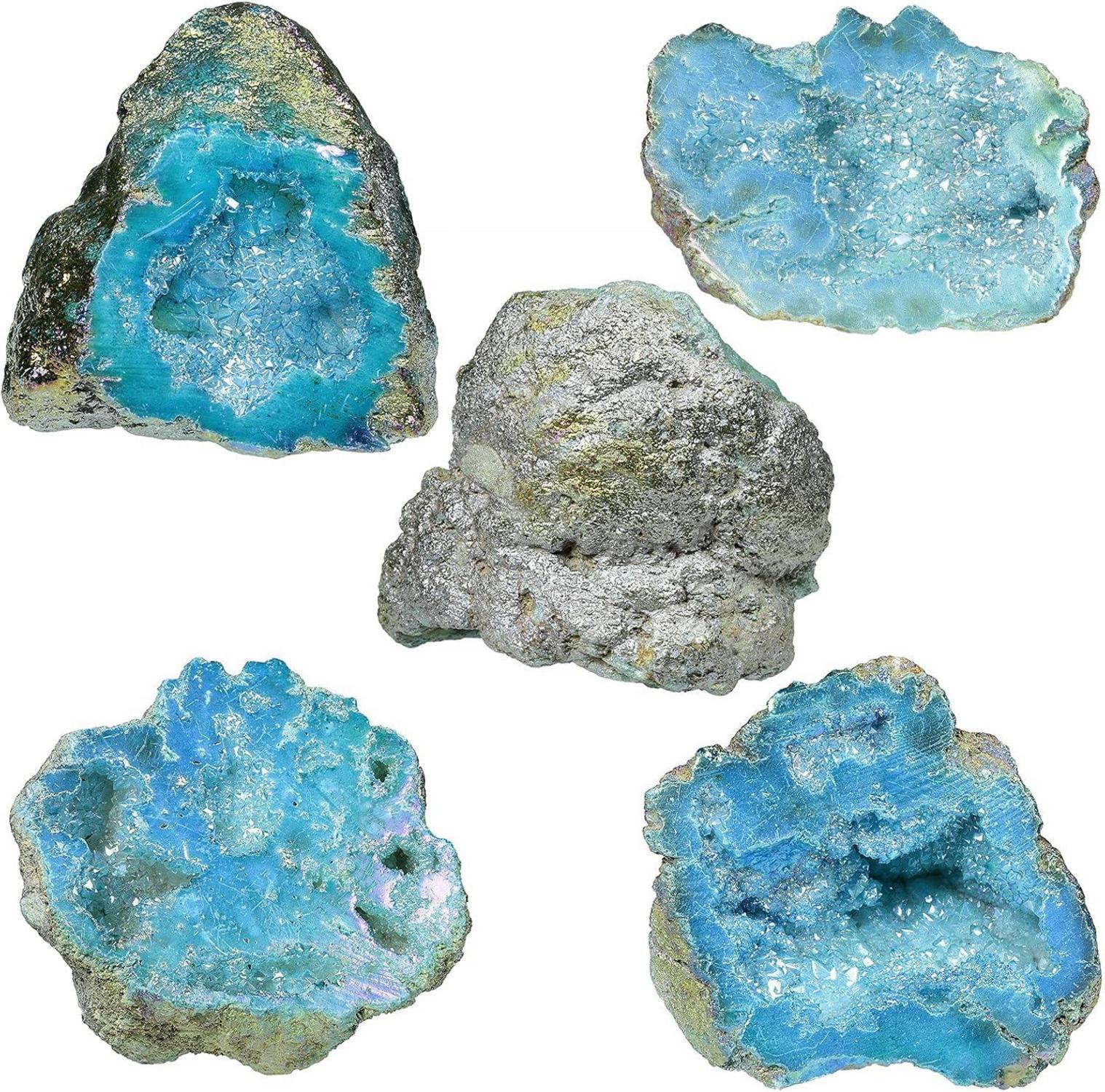 KYEYGWO Titan Quartz Cluster Geode Dekoration 100-200g Blau