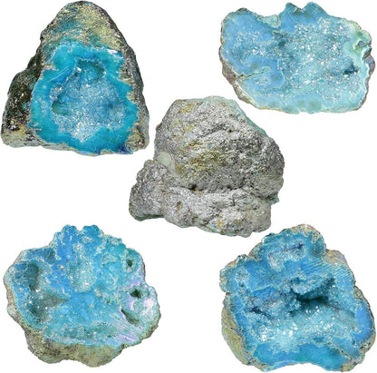 KYEYGWO Titan Quartz Cluster Geode Dekoration 100-200g Blau