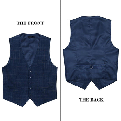 Formale Hochzeitsfeier Baumwolle Plaid Anzug Weste Herren XS