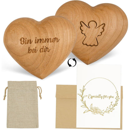 Holz-Herz Handschmeichler Schutzengel Motiv Glücksbringer