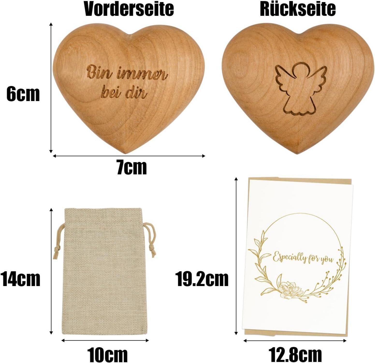 Holz-Herz Handschmeichler Schutzengel Motiv Glücksbringer