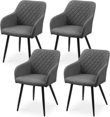 Moderne CLIPOP Esszimmerstühle 4er Set Kunstleder Armlehne Metallbeine