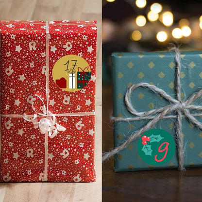 Adventskalender Zahlen Aufkleber Set 1-24 Weihnachten DIY