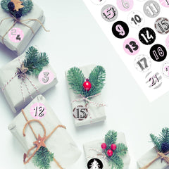 Adventskalender Zahlen Aufkleber Set Weihnachten basteln Verzieren 4cm