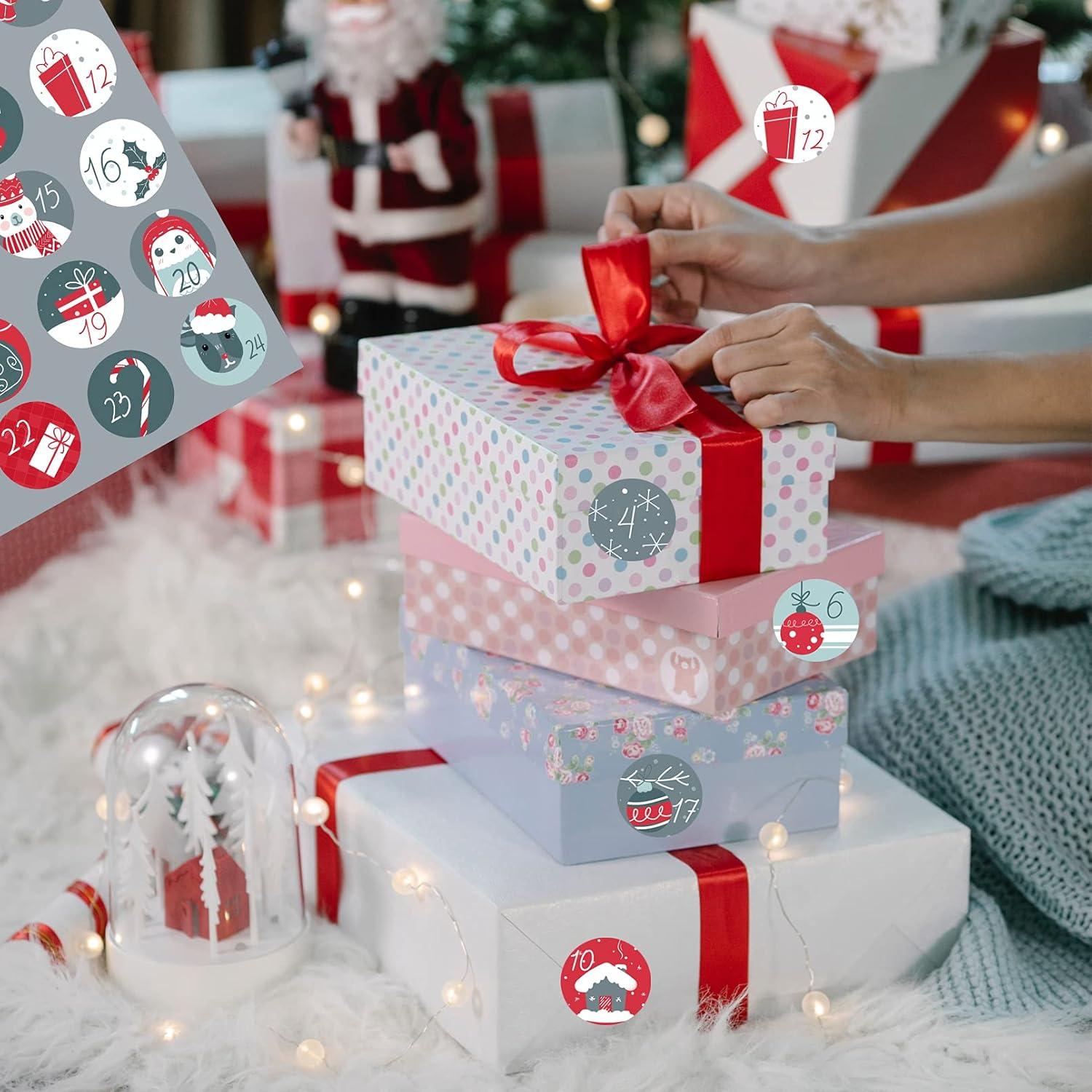 Adventskalender Zahlen Aufkleber Set 6x24 Sticker Weihnachten basteln Verzieren