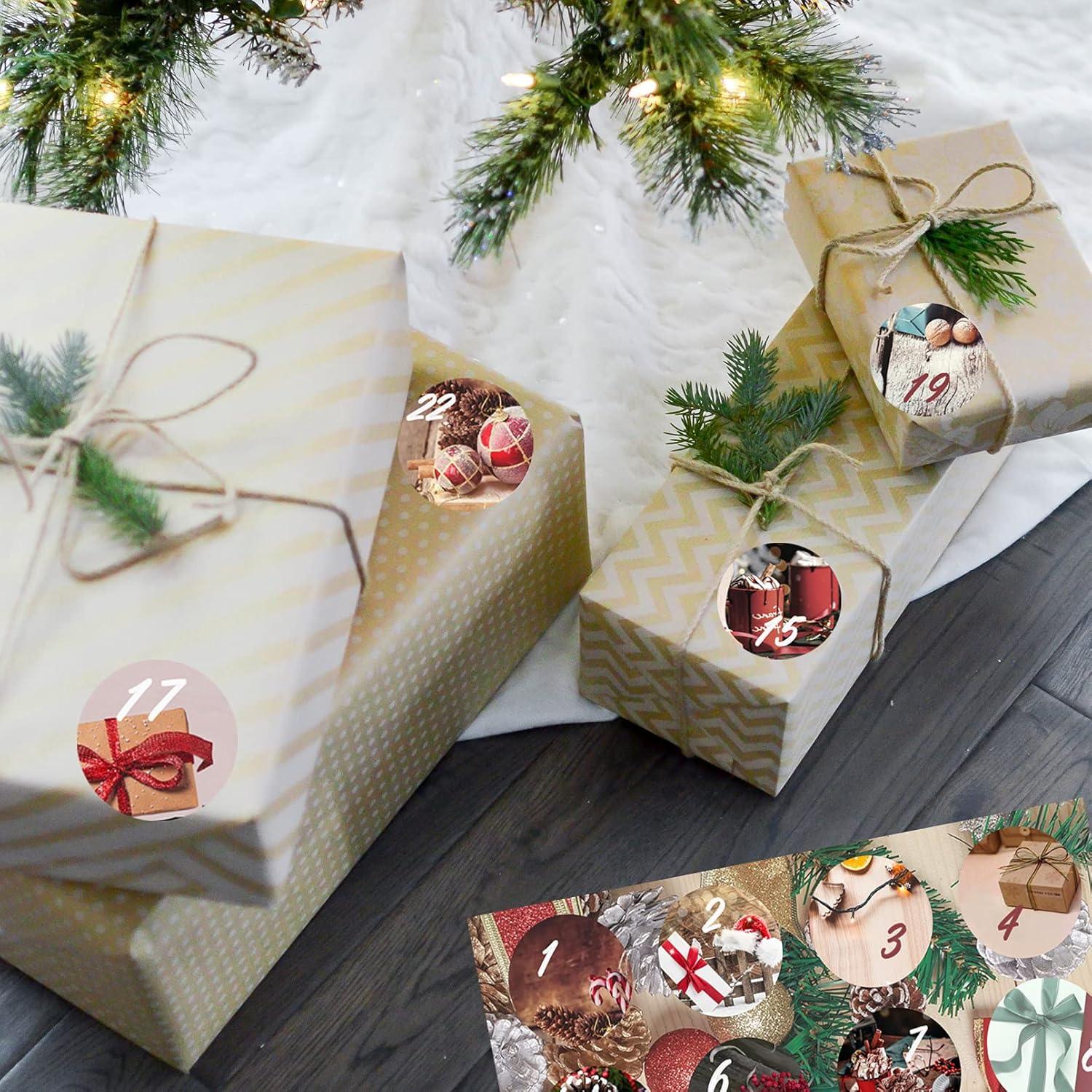 Adventskalender Zahlen Aufkleber Weihnachten Bastelset 6x24 Sticker