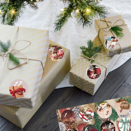 Adventskalender Zahlen Aufkleber Weihnachten Bastelset 6x24 Sticker