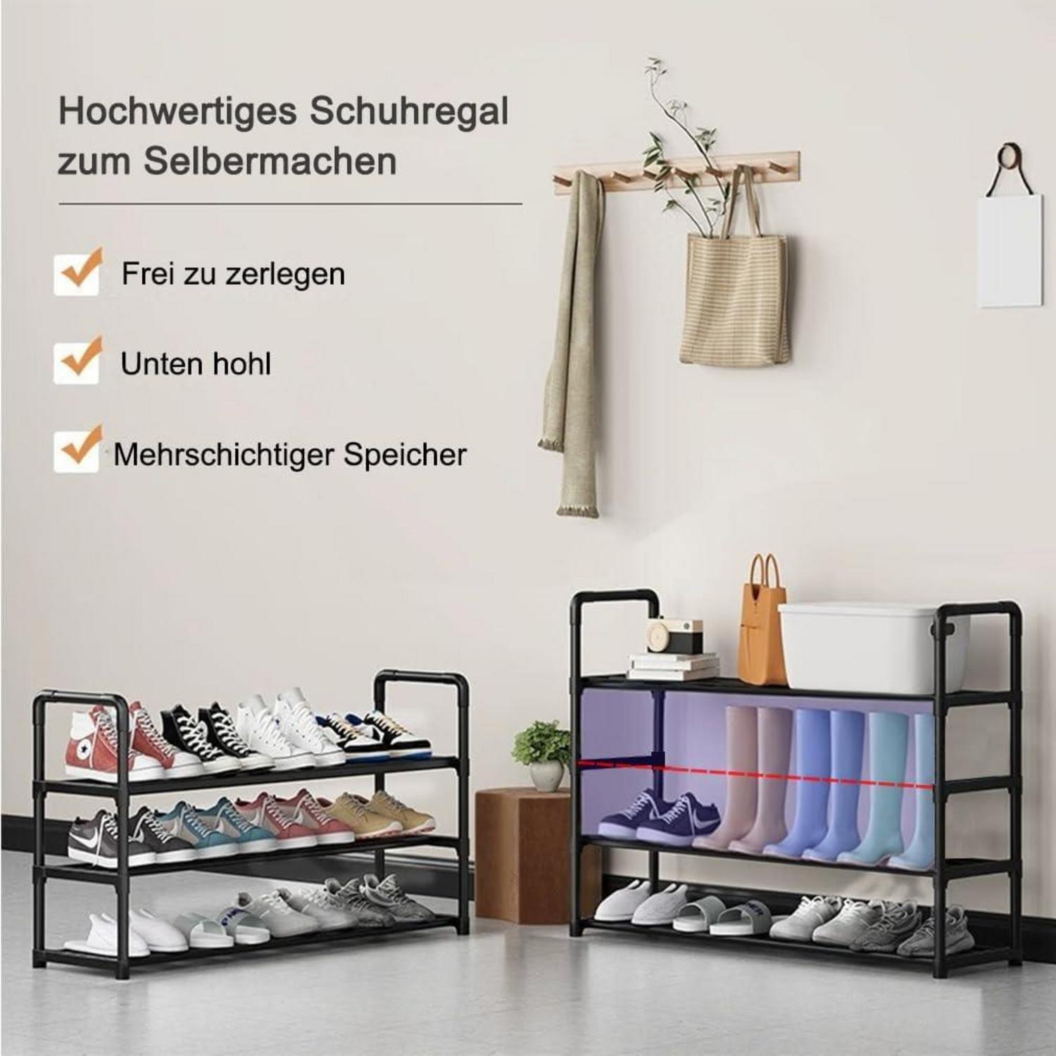 Stapelbares Schuhregal Metall 3 Ebenen 9 Paar Schuhe Anti-Rost-Beschichtung