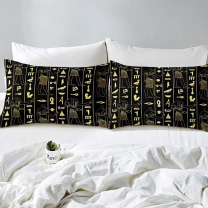 Antikes Ägypten Bettwäsche Set – Pharao Pyramide Boho Design