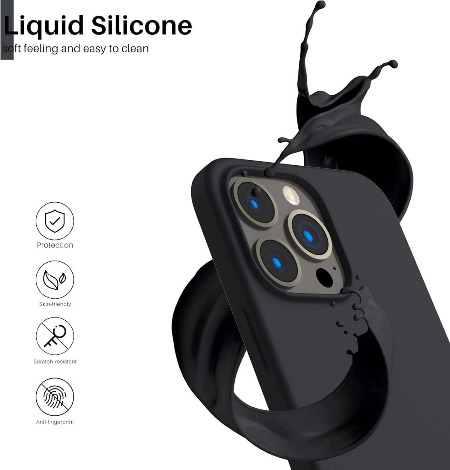 iPhone 13 Pro Silikon Case Ultra Dünn Flüssig Schwarz