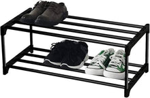 Stapelbares Schuhregal für 6 Paar Schuhe, 2 Ebenen, Schwarz