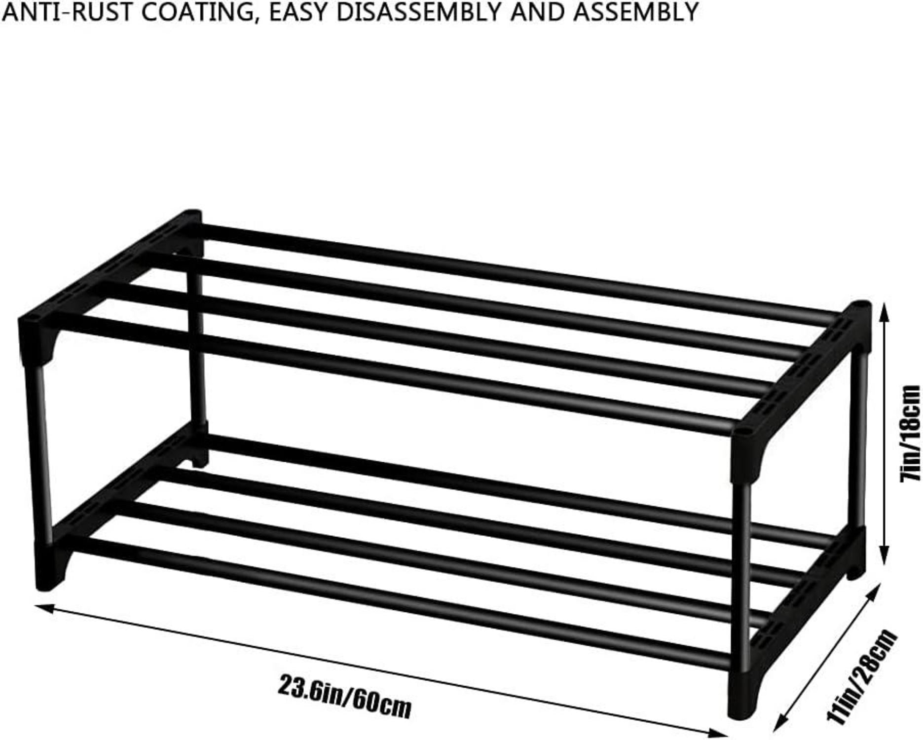 Stapelbares Schuhregal für 6 Paar Schuhe, 2 Ebenen, Schwarz