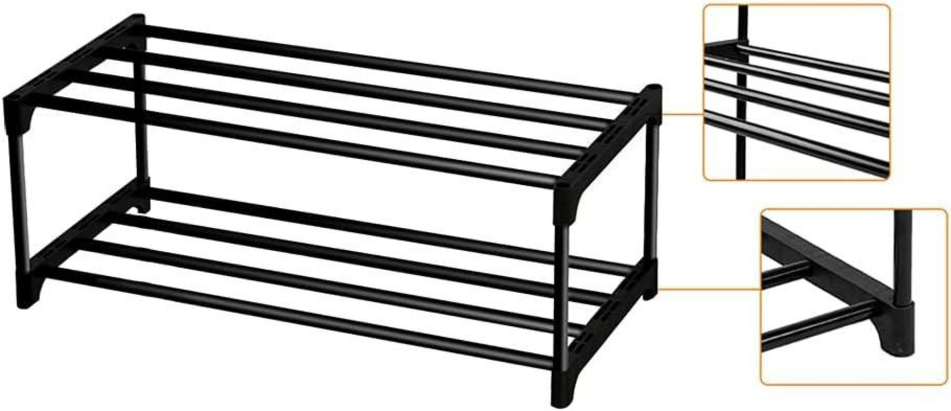 Schwarzes Schuhregal stapelbar Platzsparend Miethaus Balkon