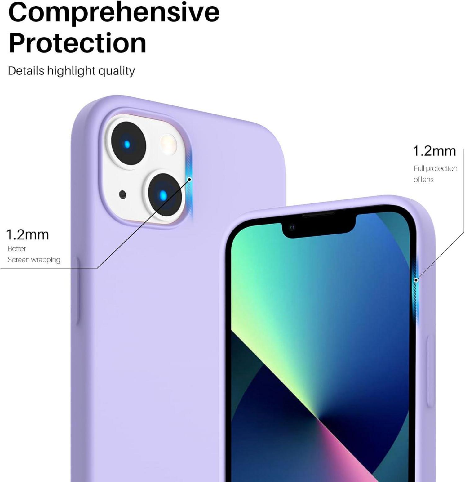 ORNARTO iPhone 13 Hülle 6,1 Silikon Case Flüssig Schutzhülle Licht Lila