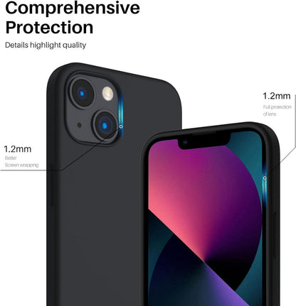 ORNARTO iPhone 13 Silikon Case 6,1 Zoll Schwarz Ultra Dünn Voll Schutz Flüssig