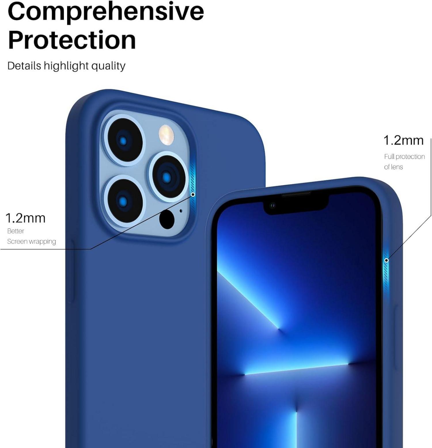 ORNARTO iPhone 13 Pro 6,1 Silikon Case Flüssig Silikon Hülle KönigsBlau