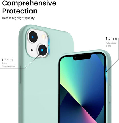 ORNARTO iPhone 13 Silikon Case 6,1 Ultra Dünn Flüssiges Silikon Schutzhülle - MinzGrün