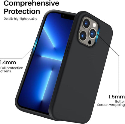 ORNARTO iPhone 13 Pro Liquid Silicone Case 6,1” Schwarz Rundumschutz