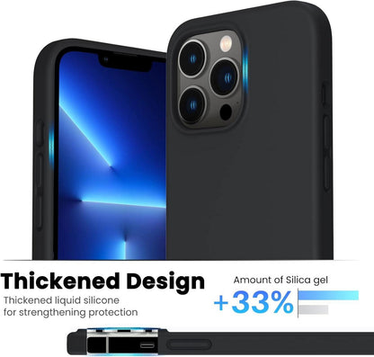 ORNARTO iPhone 13 Pro Liquid Silicone Case 6,1” Schutzhülle Schwarz Rundumschutz