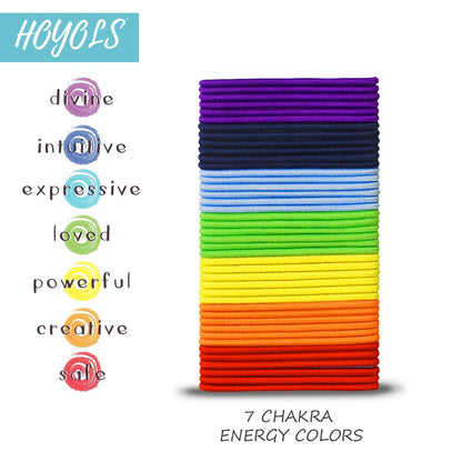 Chakra Haargummis Set 56 Stück ohne Metall 7 Farben