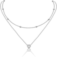 Layered Halskette Herzanhänger Multilayer Kette Edelstahl Silber Gold