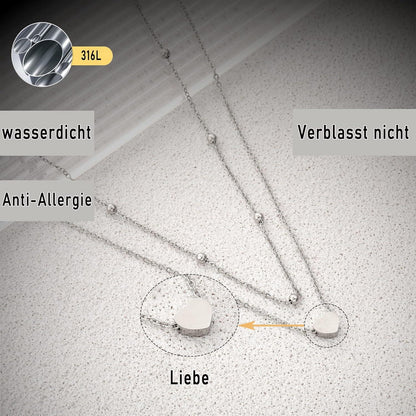 AFSTALR Damen Layered Kette Silber Multilayer Halskette mit Herzanhänger