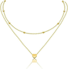 Layered Kette Multilayer Halskette Doppelkette für Frauen Herzanhänger