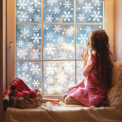 Schneeflocken Fenstersticker Weihnachtsdeko 372 Stück Weiße Schneeflocke 372pcs