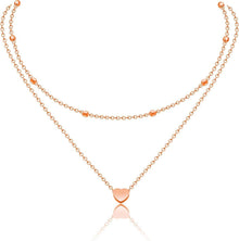 Damen Layered Kette Multilayer Halskette Doppelkette mit Herzanhänger