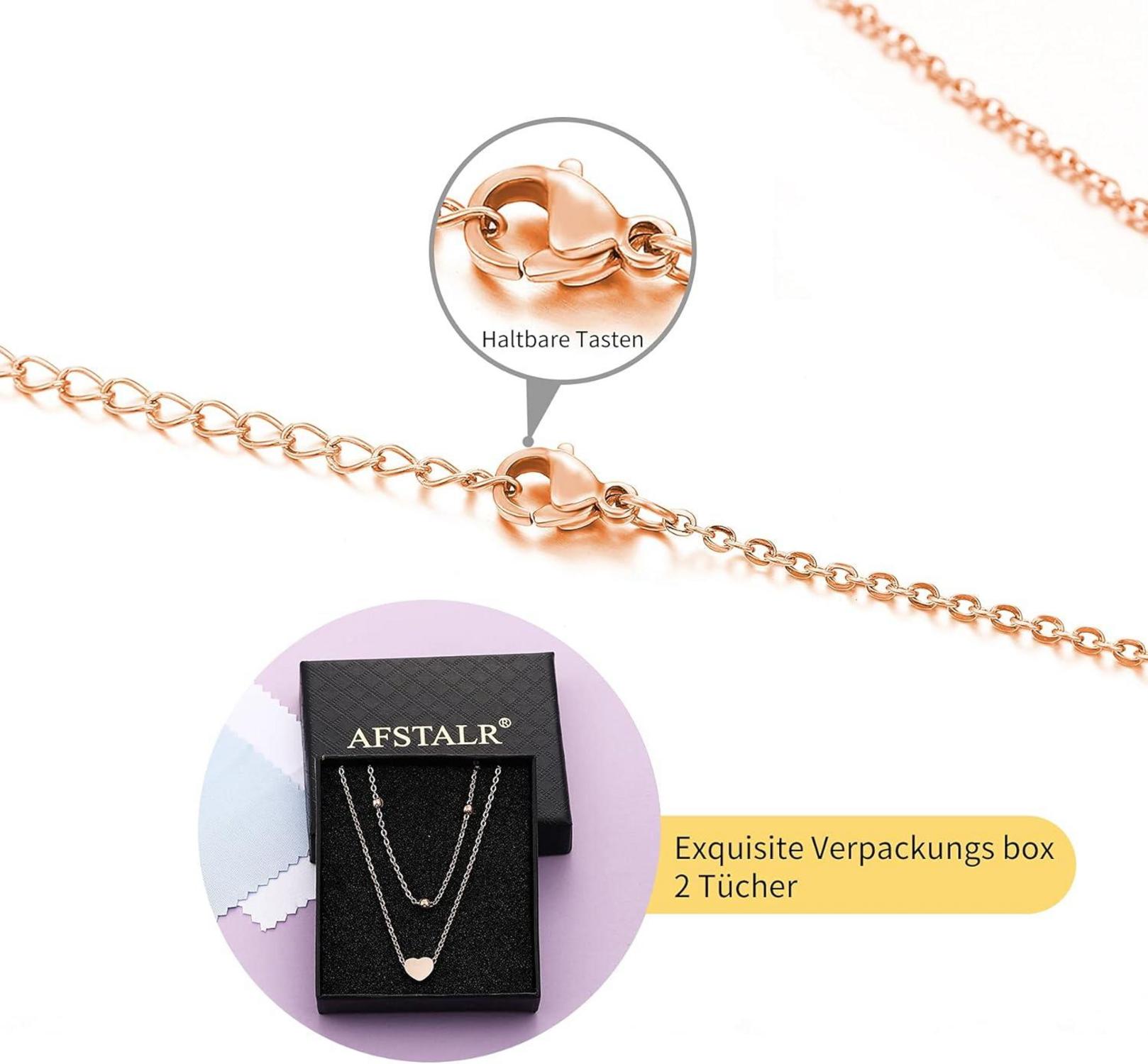 Damen Multilayer Layered Kette Silber Rosegold Gold Herz Halskette