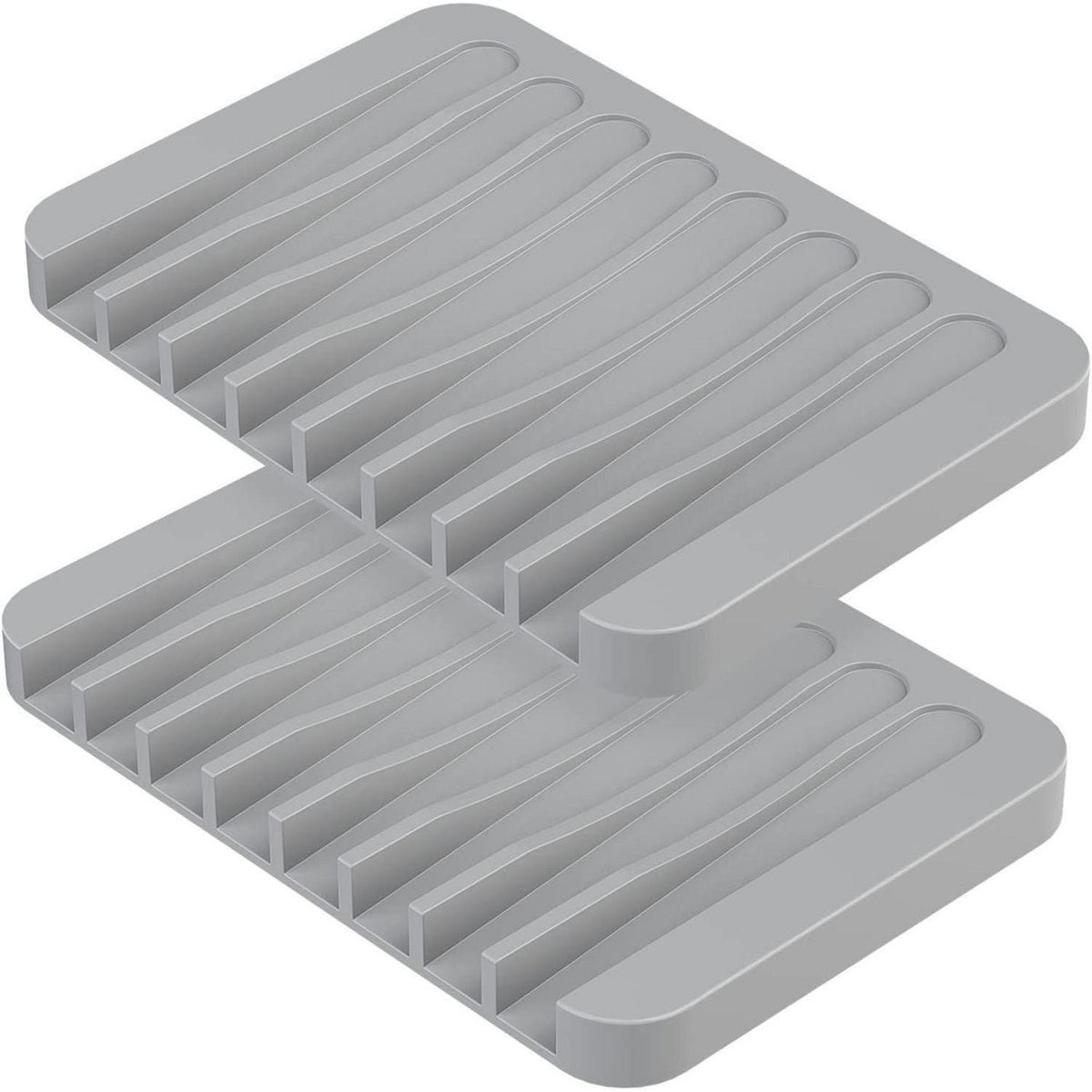 Silikon Seifenschale 2er Set mit Ablauf, Grau